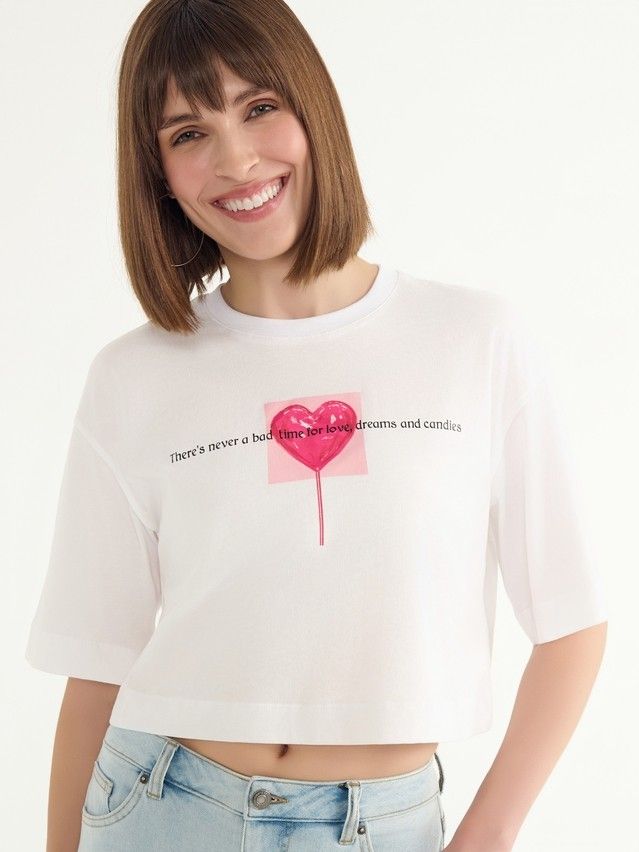 Women's polo neck shirt CONTE ELEGANT LD 3027, s.170-92, white-candy - 2