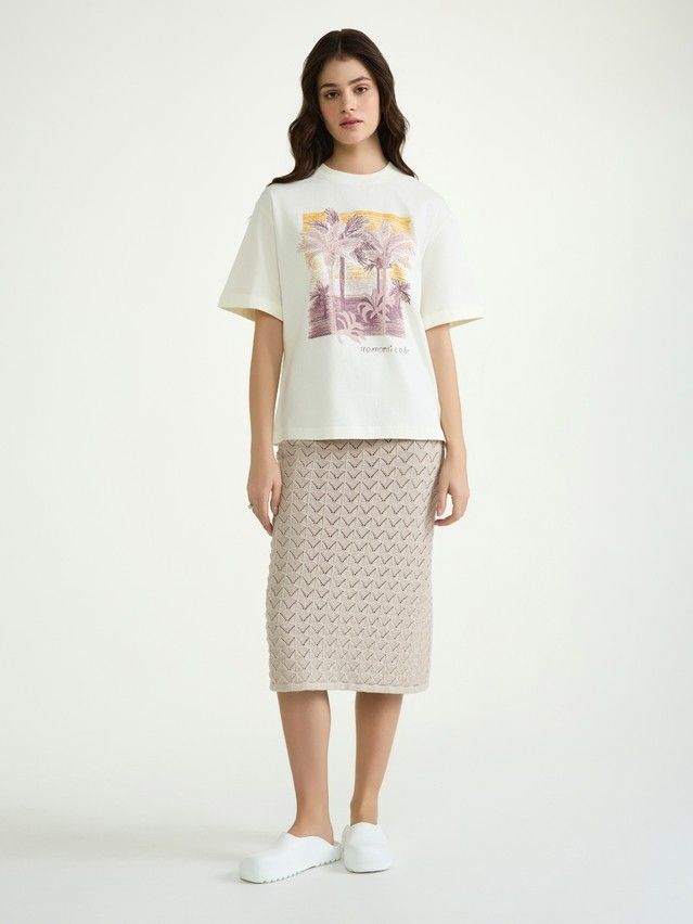 Women's polo neck shirt CONTE ELEGANT LD 3037, s.170-92, milk-palms - 2