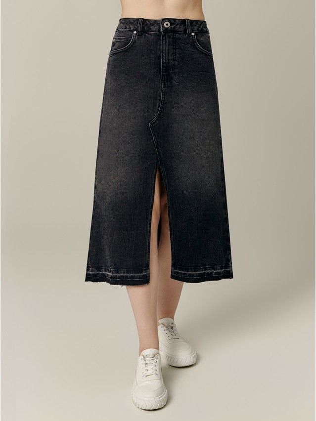 Denim skirt CONTE ELEGANT CON-686, s.170-94, washed black - 2