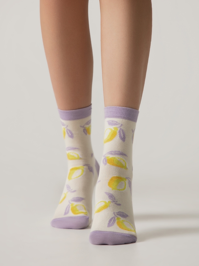 Women's socks CONTE ELEGANT CLASSIC, s.23-25, 963 cream-lilac - 1