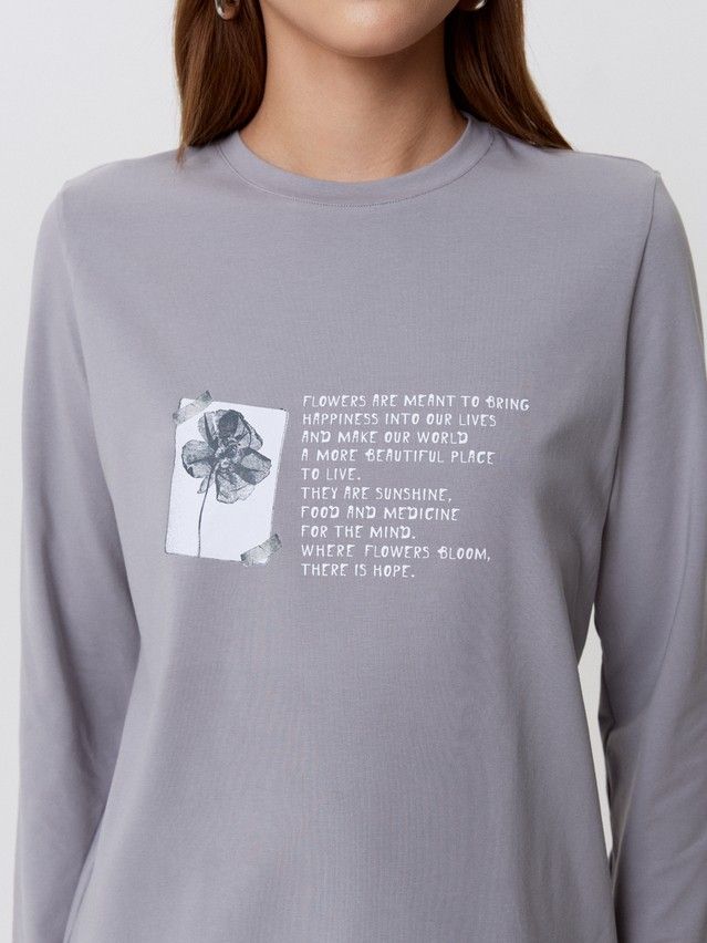 Women's polo neck shirt CONTE LD 3287, s.170-88, grey-flower - 4