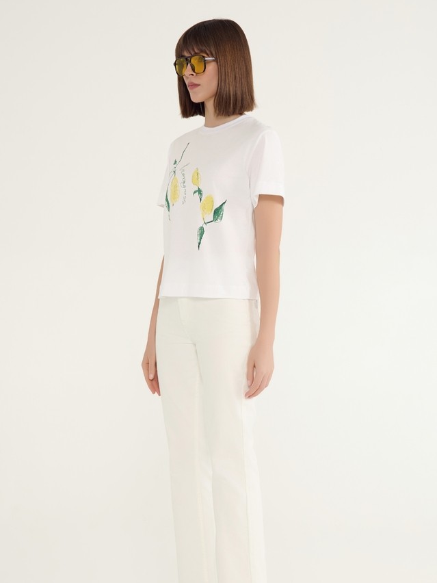 Women's polo neck shirt CONTE ELEGANT LD 3029, s.170-92, white-lemons - 3