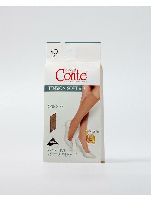 Women's knee high socks CONTE ELEGANT TENSION SOFT 40 (1 pair),s.23-25, natural - 2