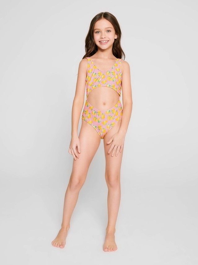 Swimsuit for girls CONTE ELEGANT GOLDY LEMON, s.122,128-60, yellow-pink - 2