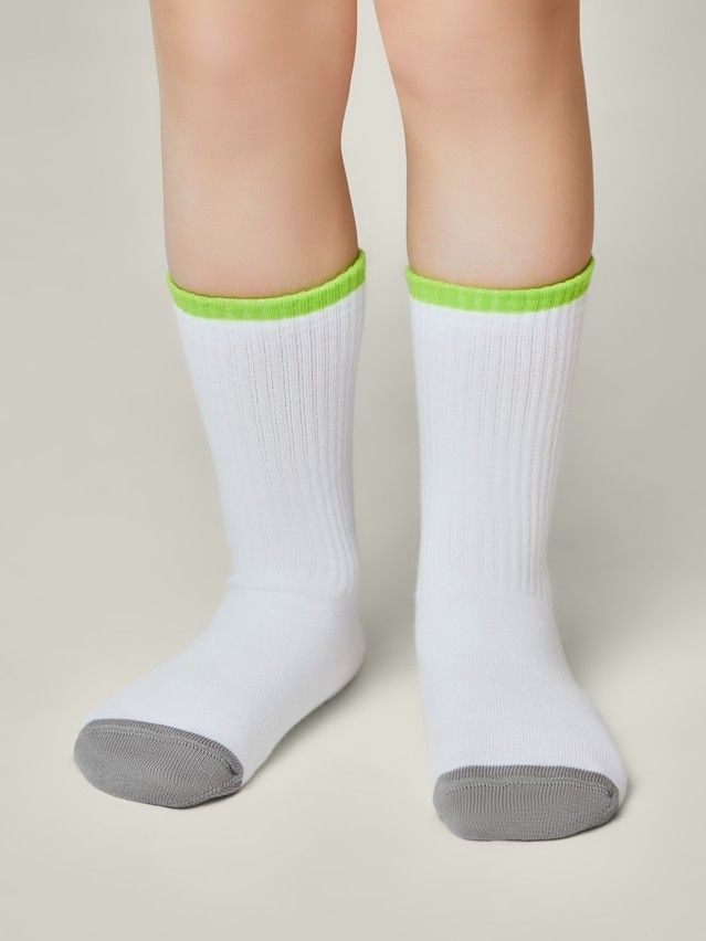 Children's socks CONTE-KIDS ACTIVE, s.16, 1021 white-lettuce green - 1
