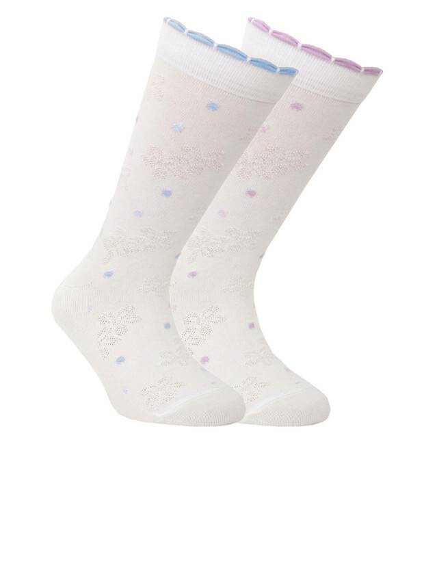 Children's knee high socks CONTE-KIDS BRAVO, s.33-35, 034 white-lilac - 1