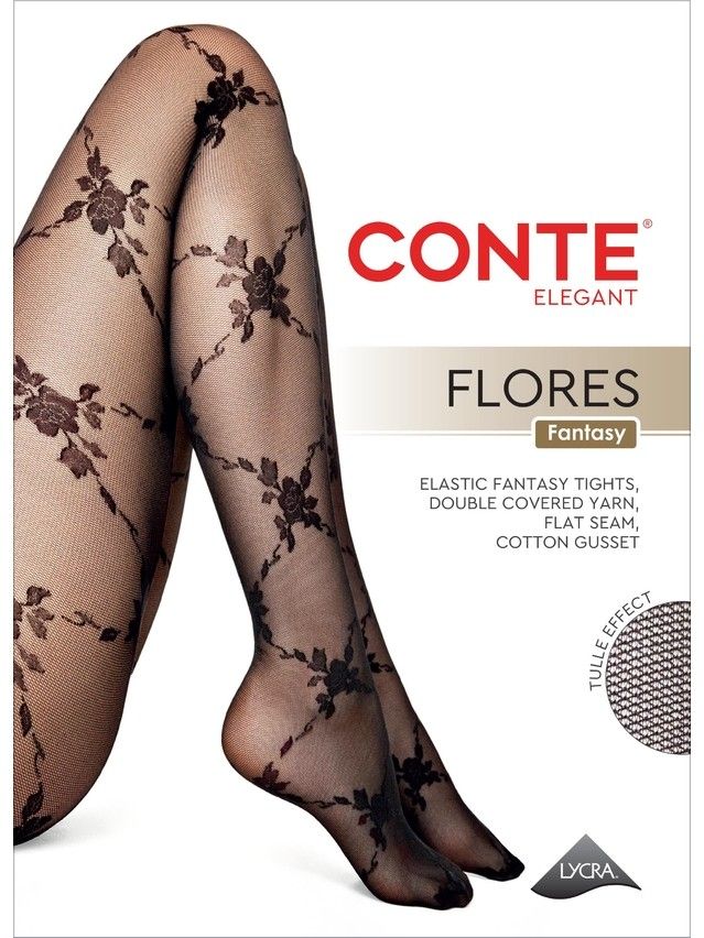 Women's tights CONTE ELEGANT FLORES, s.2, nero - 5