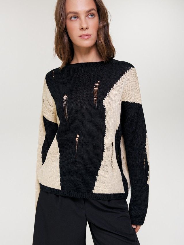 Women's pullover CONTE ELEGANT LDK2552, s.170-84, black-beige - 4