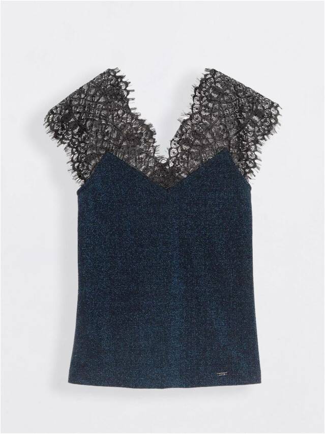 Women's polo neck shirt CONTE ELEGANT LD 1152, s.170-100, black-blue - 1
