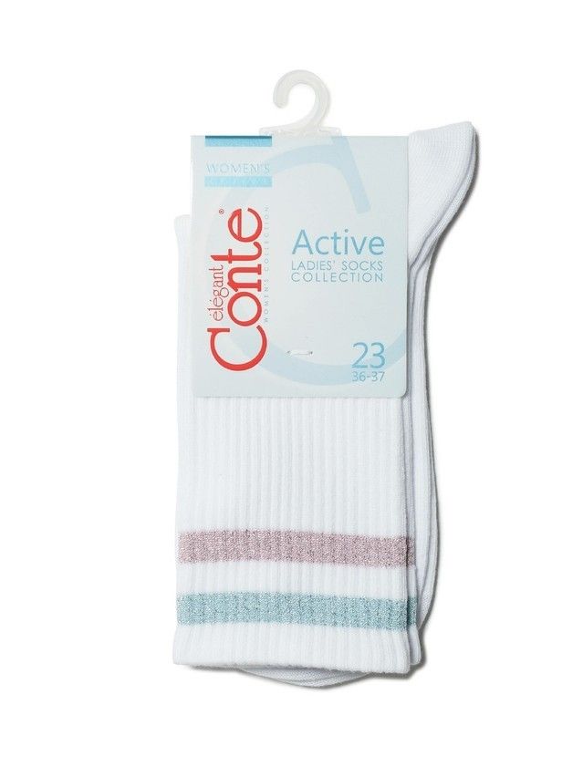 Women's cotton socks ACTIVE 19C-65SP, rives. 36-37, 157 white-light pink - 3