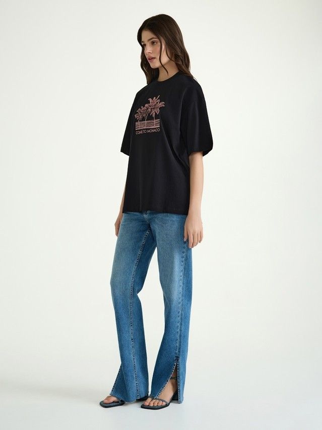 Women's polo neck shirt CONTE ELEGANT LD 3041, s.170-84, black-palms - 5