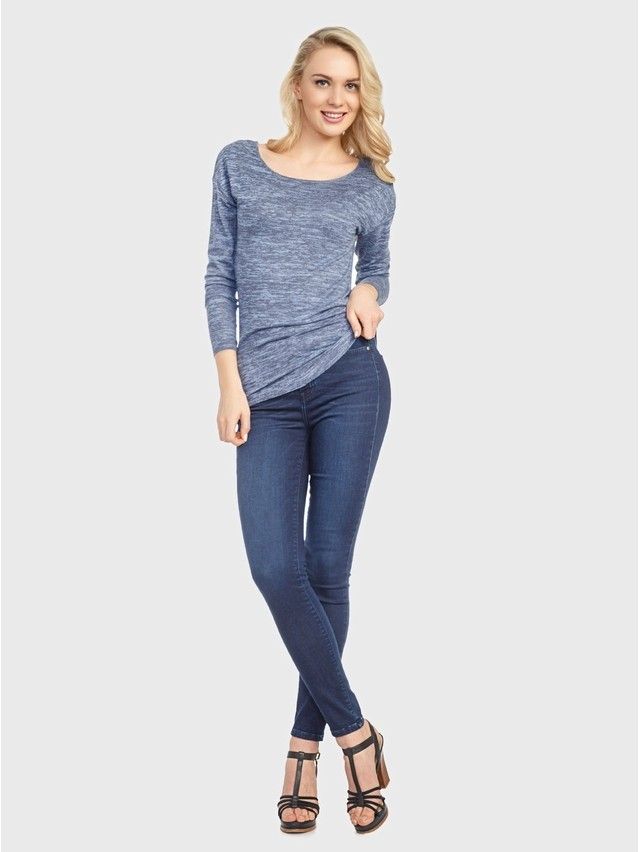 Women's polo neck shirt CONTE ELEGANT LD 709, s.158,164-100, denim - 1