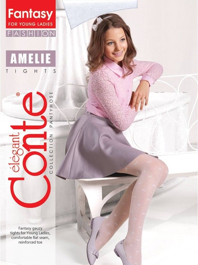 Children's tights CONTE ELEGANT AMELIE, s.146-152, bianco - 3