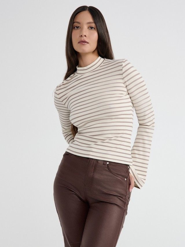 Women's polo neck shirt CONTE ELEGANT LD 2798, s.170-92, cappuccino-milk - 3