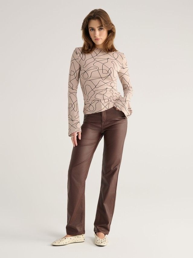 Women's polo neck shirt CONTE ELEGANT LD 3146, s.170-92, beige-lines - 1