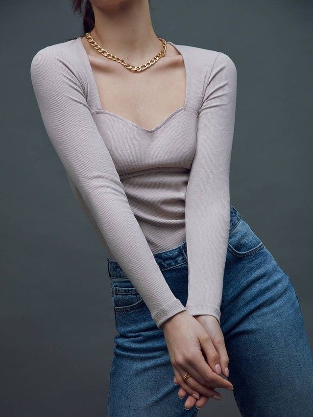 Women's polo neck shirt CONTE ELEGANT LD 1613, s.170-92, cappuccino - 1
