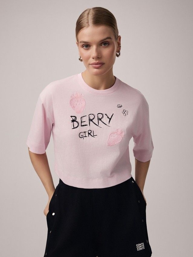 Women's polo neck shirt CONTE ELEGANT LD 2779, s.170-92, pink-berry - 1