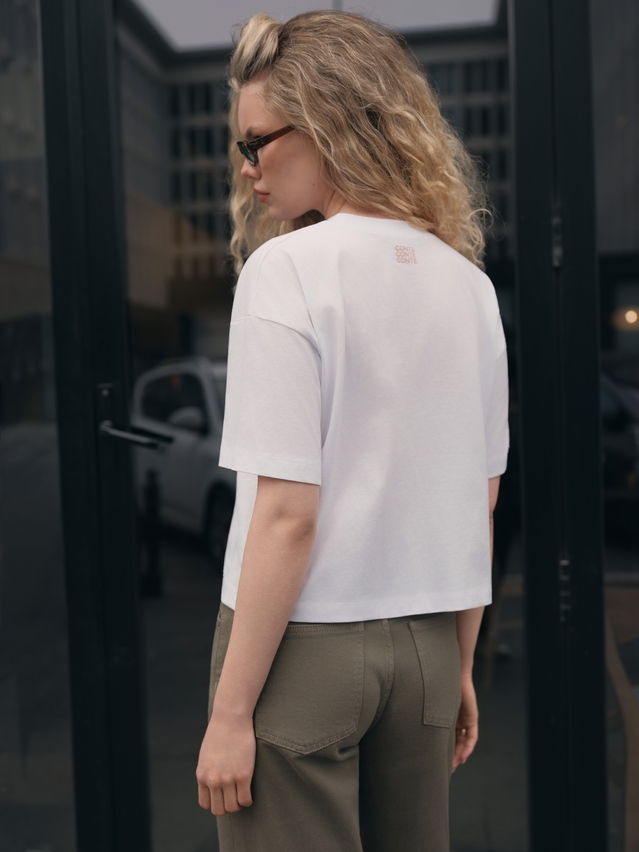 Women's polo neck shirt CONTE ELEGANT LD 3032, s.170-92, white-stickers - 3