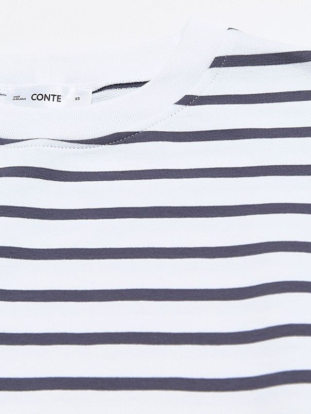 Women's polo neck shirt CONTE ELEGANT LD 3293, s.170-84, graphite-white strip - 3