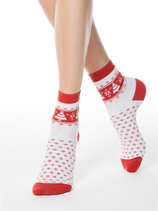 Women's socks CONTE ELEGANT COMFORT, s.23, 080 white-red - 1