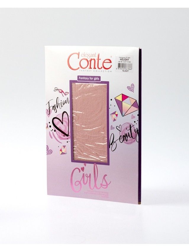 Fancy children's tights CONTE ELEGANT HOLIDAY, s.146-152, dusty rose - 4