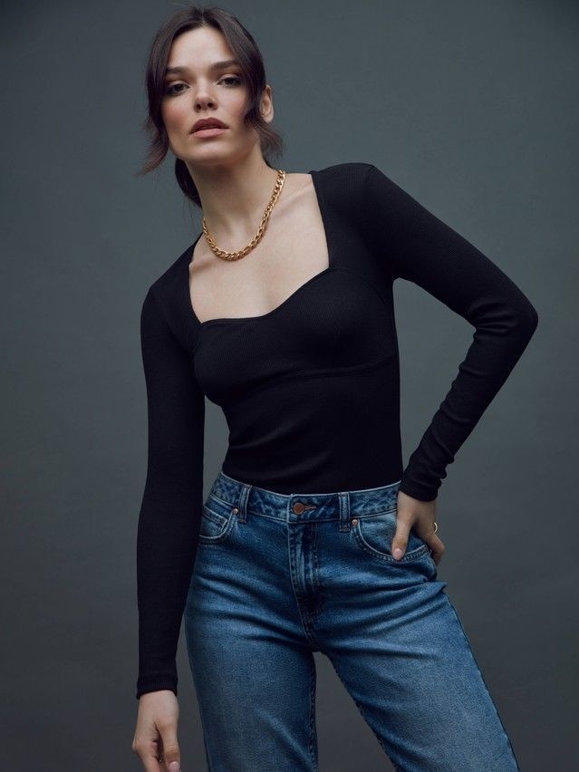 Women's polo neck shirt CONTE ELEGANT LD 1613, s.170-92, black - 2