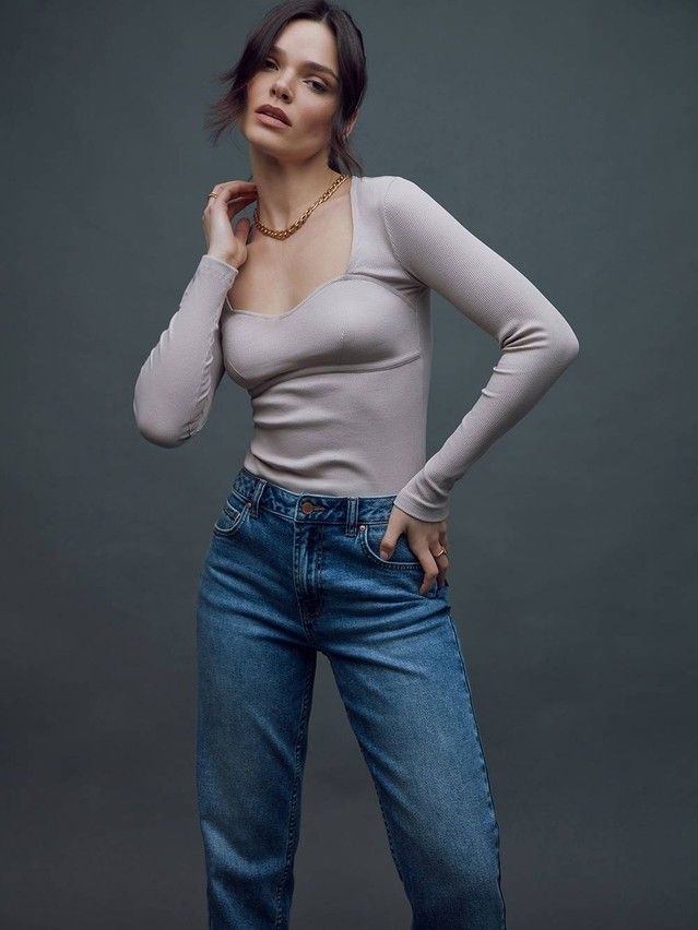 Women's polo neck shirt CONTE ELEGANT LD 1613, s.170-92, cappuccino - 3
