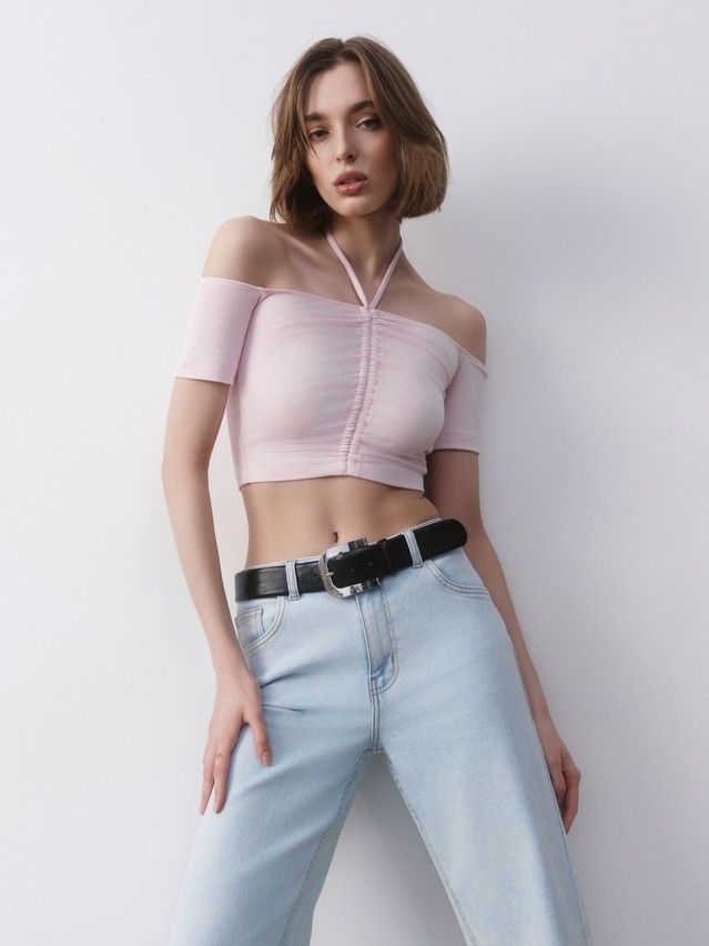 Women's polo neck shirt CONTE ELEGANT LD 2632, s.170-92, pink diamond - 1