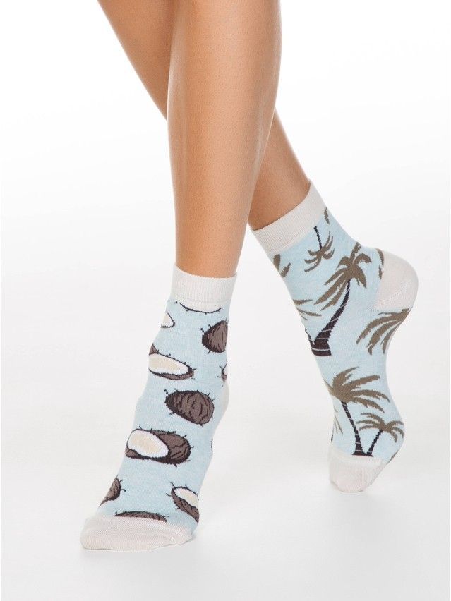 Women's cotton socks HAPPY 18С-227SP, rives. 36-39, 165 pale turquoise - 2