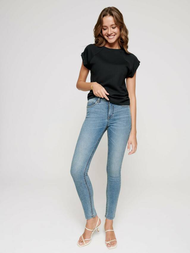 Skinny jeans with High rise CON-240, s.164-90, acid washed mid blue - 1
