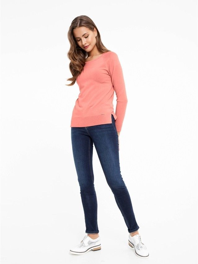 Women's polo neck shirt CONTE ELEGANT LDK025, s.158,164-84, coral red - 2