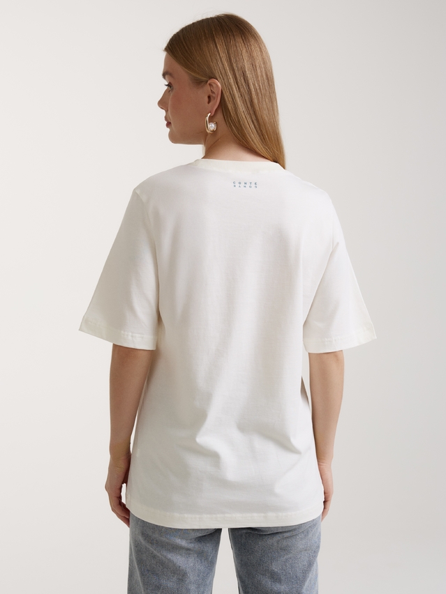 Women's polo neck shirt CONTE ELEGANT LD 3036, s.170-92, milk-fiori - 3