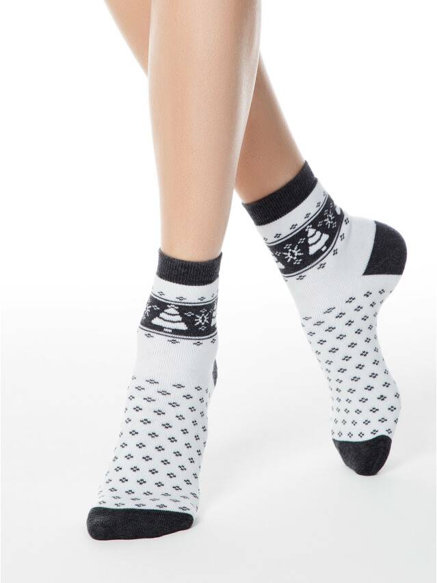 Women's socks CONTE ELEGANT COMFORT, s.23, 080 white-dark grey - 1