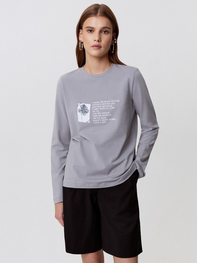 Women's polo neck shirt CONTE LD 3287, s.170-88, grey-flower - 1