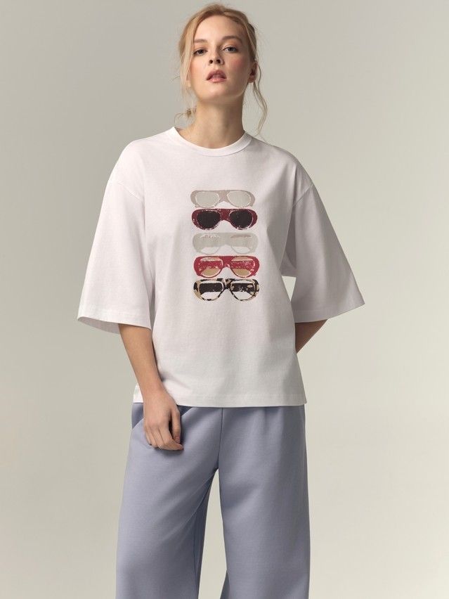 Women's polo neck shirt CONTE LD 3449, s.170-88, white-glasses - 1