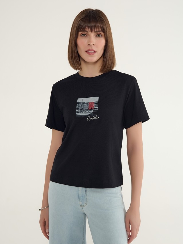 Women's polo neck shirt CONTE ELEGANT LD 3029, s.170-92, black-amsterdam - 2