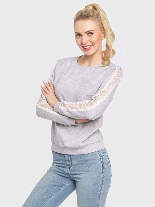Women's polo neck shirt CONTE ELEGANT LD 706, s.158,164-100, grey melange - 2