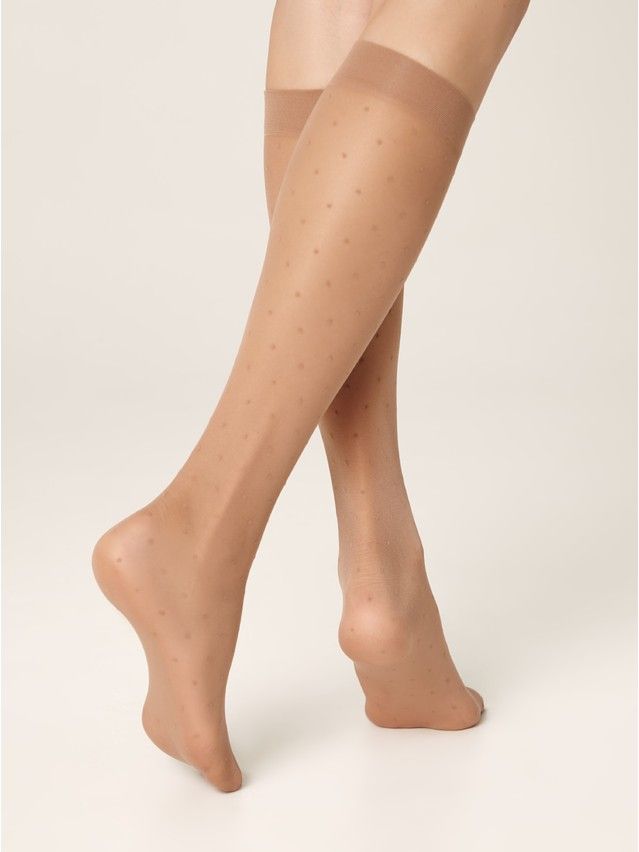 Women's knee high socks CONTE ELEGANT DOTS, s.23-25, bronz - 2