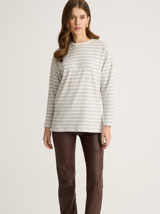 Women's polo neck shirt CONTE ELEGANT LD 2955, s.170-92, grey-white - 1
