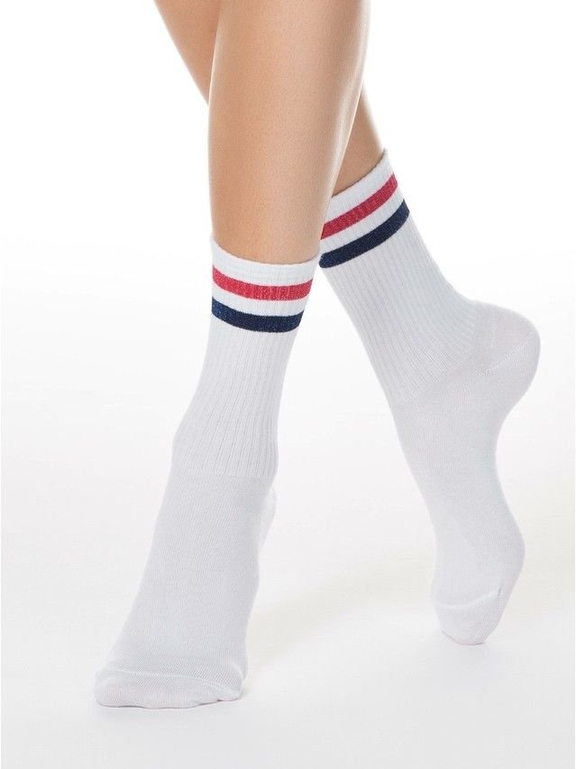 Women's cotton socks ACTIVE 19C-65SP, rives. 36-37, 157 white-red - 1