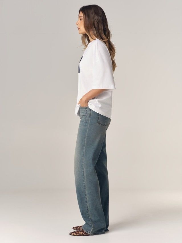 Women's polo neck shirt CONTE LD 3468, s.170-84, white-poppies - 4