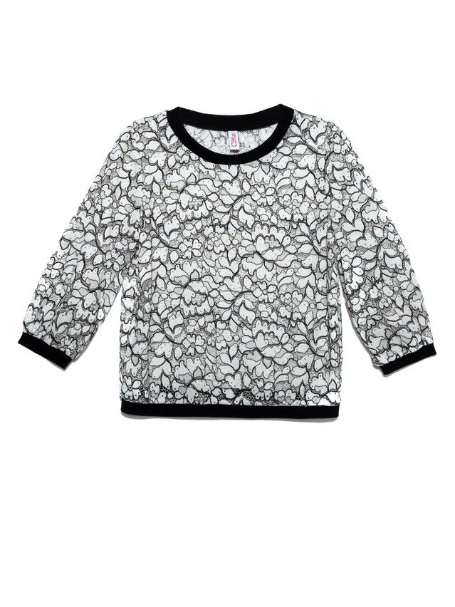 Women's polo neck shirt CONTE ELEGANT LD 904, s.170-100, off-white-black - 1