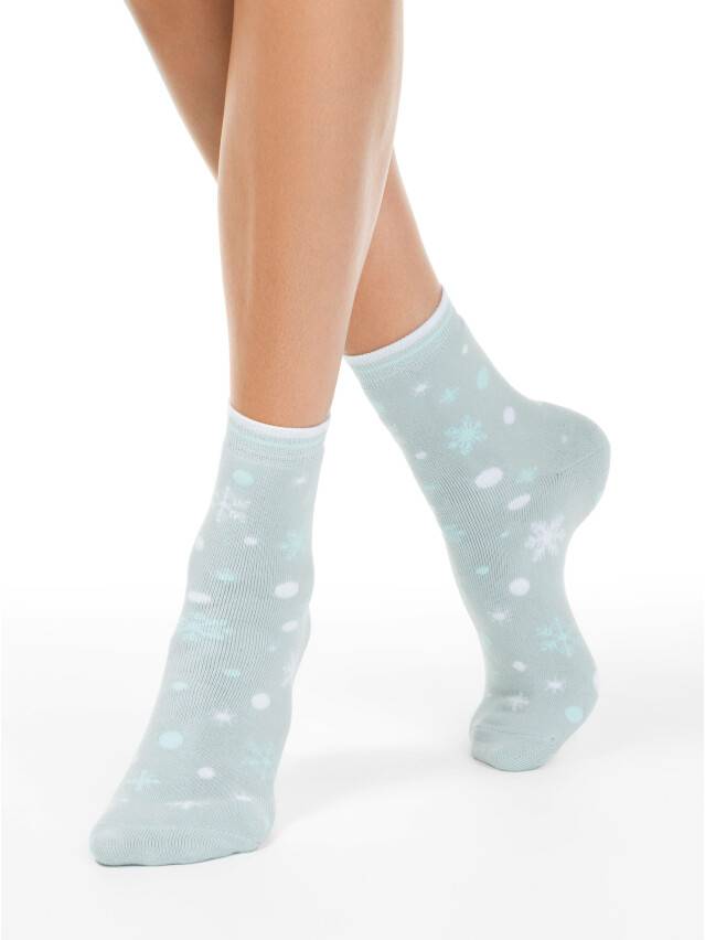 Women's cotton socks COMFORT (terry) 7C-47SP, rives. 36-37, 197 pale turquoise - 1
