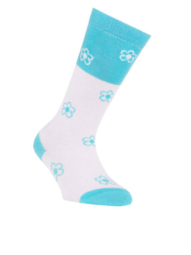 Children's knee high socks CONTE-KIDS TIP-TOP, s.21-23, 041 white-turquoise - 1