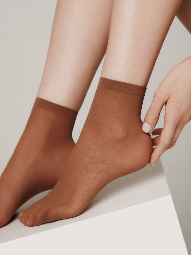 Women's socks CONTE ELEGANT TULLE (2 pairs),s.23-25, bronz - 1