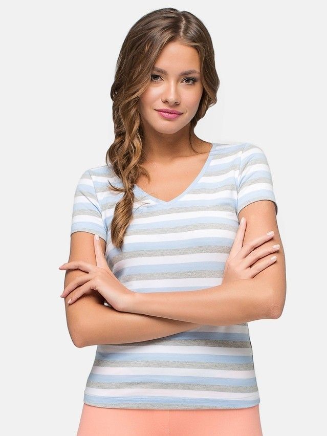 Women's polo neck shirt CONTE ELEGANT LD 633, s.158,164-100, grey-pink - 1