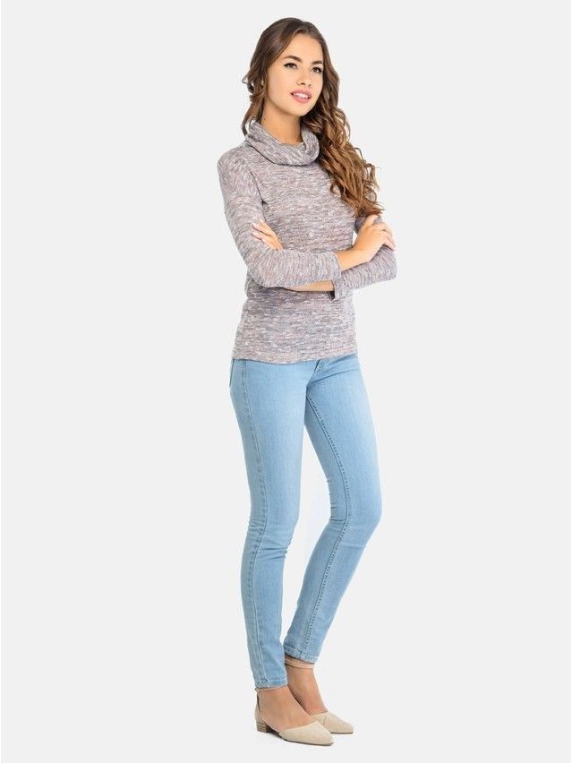 Women's polo neck shirt CONTE ELEGANT LD 687, s.158,164-100, powder - 1