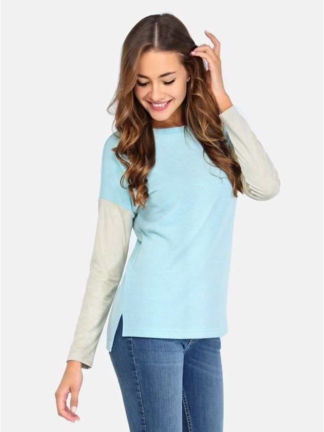 Women's polo neck shirt CONTE ELEGANT LD 674, s.158,164-84, azure-beige - 1