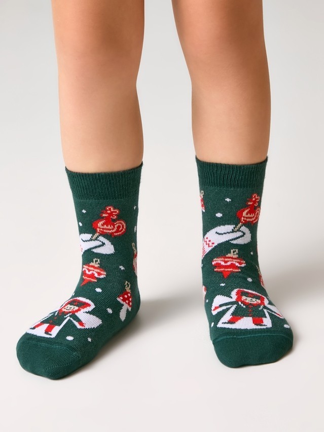 Children's socks CONTE-KIDS NEW YEAR, s.16-18, 1026 dark green - 1