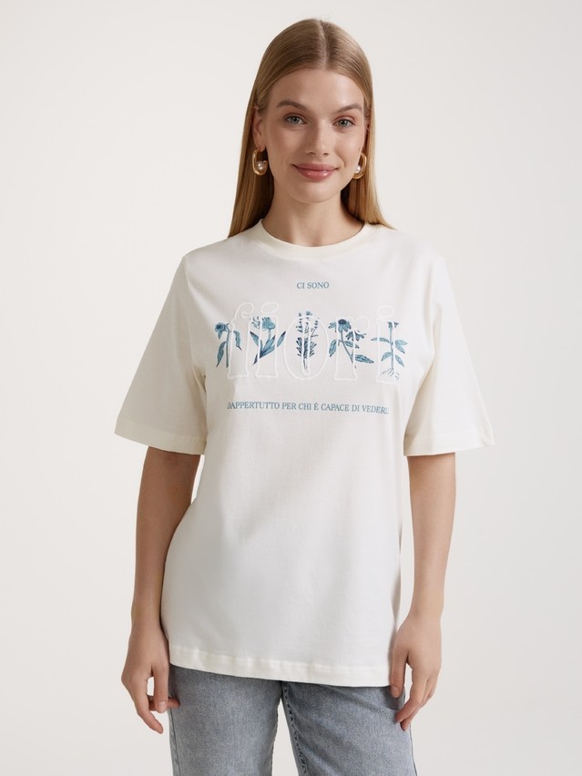 Women's polo neck shirt CONTE ELEGANT LD 3036, s.170-92, milk-fiori - 4